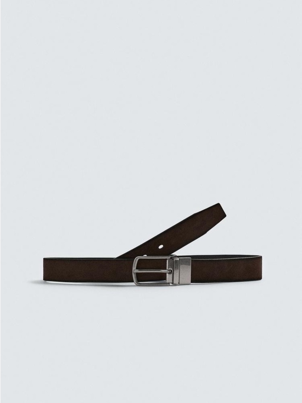 Zara Men's Reversible Belt in Dark Brown/ Black with Silver Buckle